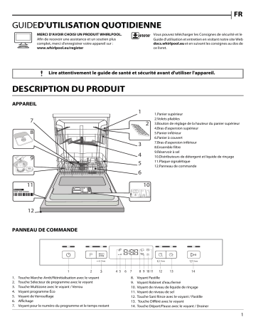 Manuel du propriétaire | Whirlpool WBC3C26X Lave vaisselle encastrable Owner's Manual | Fixfr
