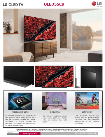 Product information | LG OLED55C9 TV OLED Product fiche | Fixfr