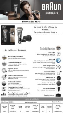 Braun SERIES 9 9345s Rasoir électrique Product fiche