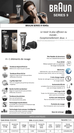 Product information | Braun SERIES 9 9345s Rasoir électrique Product fiche | Fixfr