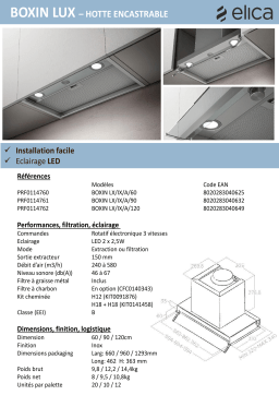 Elica BOXIN LX/IX/A/90 Groupe filtrant Product fiche