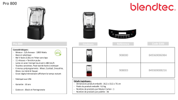 Product information | Blendtec Power PRO 800 Noir Blender Product fiche | Fixfr