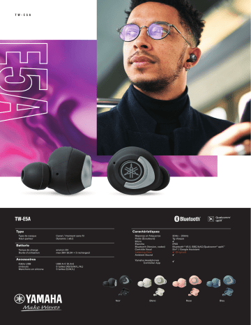 Product information | Yamaha TW-E5A Noir Ecouteurs Product fiche | Fixfr