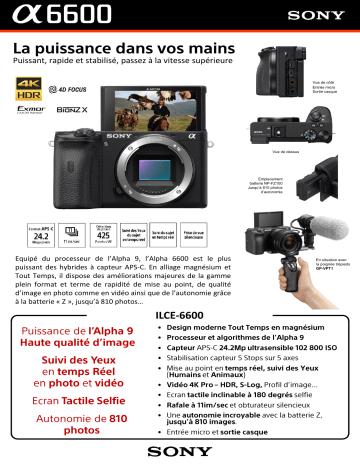 Product information | Sony A6600 Noir + 18-135mm Appareil photo Hybride Product fiche | Fixfr