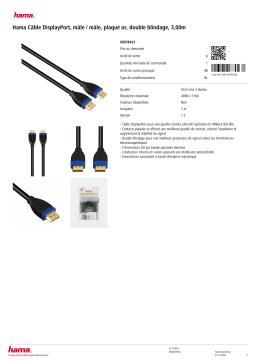 Hama Cable DisplayPort 3M Câble DisplayPort Product fiche