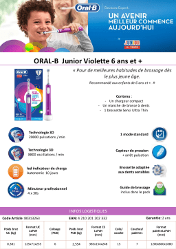 Oral-B Junior Violette Brosse à dents électrique Product fiche