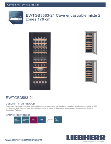 Product information | Liebherr EWTgb3583-21 Cave à vin polyvalente Product fiche | Fixfr