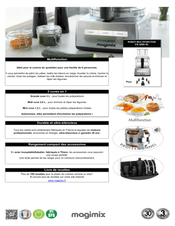 Product information | Magimix CS4200XL BLANC Robot multifonction Product fiche | Fixfr