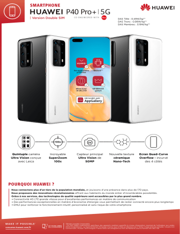 Product information | Huawei P40 Pro+ Noir 5G Smartphone Product fiche | Fixfr