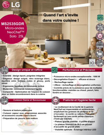 Product information | LG MS2535GDR Micro ondes Product fiche | Fixfr