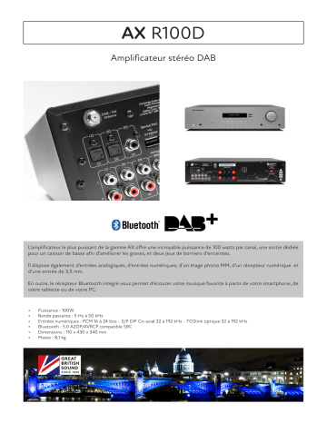 Product information | Cambridge Audio AXR100D Amplificateur HiFi Product fiche | Fixfr