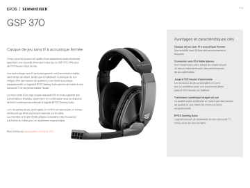 Product information | Epos Sennheiser GSP 370 Casque gamer Product fiche | Fixfr