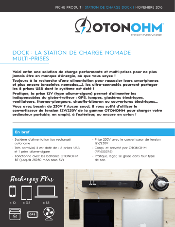 Product information | Otonohm 8 USB + allume-cigare Station de chargement Product fiche | Fixfr