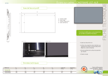 Product information | Oray Cineframe UST ALR 124 x 221 Ecran de projection Product fiche | Fixfr