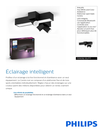Product information | Philips Centris Hue 3L cross Ceiling Black Plafonnier Product fiche | Fixfr