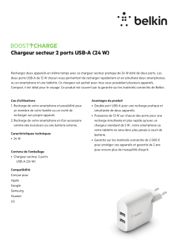 Belkin 24W 2xUSB-A blanc Chargeur secteur Product fiche