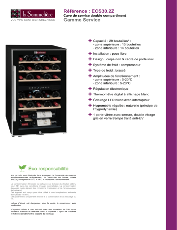 Product information | La Sommeliere ECS302Z Cave à vin de service Product fiche | Fixfr