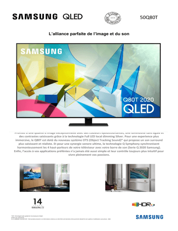Product information | Samsung QE50Q80T 2020 TV QLED Product fiche | Fixfr