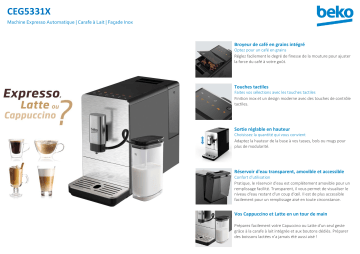 Product information | Beko CEG5331X Expresso Broyeur Product fiche | Fixfr