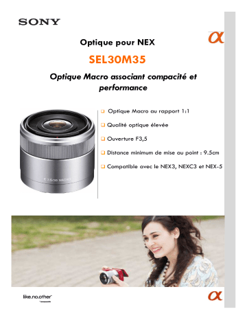 Product information | Sony SEL 30mm MacroF3,5 Objectif pour Hybride Product fiche | Fixfr