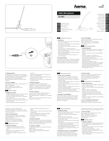 Owner's manual | Hama CS-461 Noir Micro Manuel du propriétaire | Fixfr