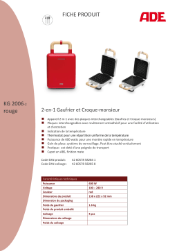 ADE KG2006-2 rouge Gaufrier, croque monsieur Product fiche