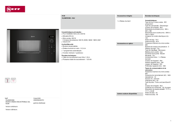 Product information | Neff HLAWD53N0 N50 Micro ondes encastrable Product fiche | Fixfr