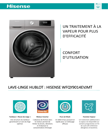 Product information | Hisense WFQY9014EVJMT Lave linge hublot Product fiche | Fixfr