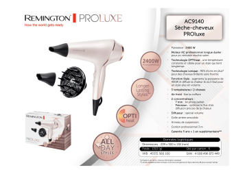 Product information | Remington AC9140 Proluxe Sèche cheveux Product fiche | Fixfr