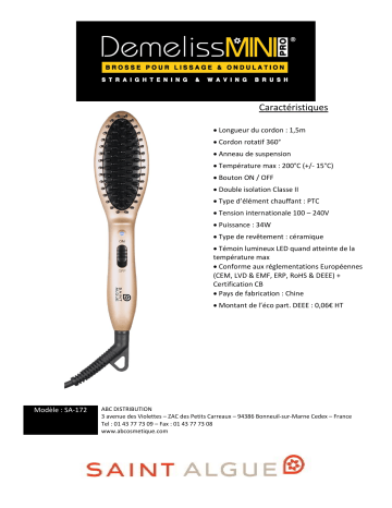 Product information | Saint Algue Titanium pro + mini brosse pro Coffret lisseur Product fiche | Fixfr