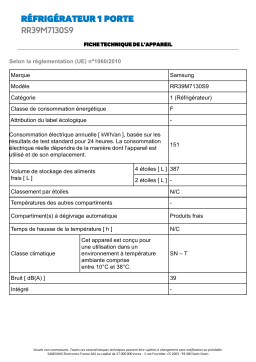 Samsung RR39M7130S9 Réfrigérateur 1 porte Product fiche