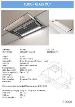 Elica GLASSOUT IX/A/60 Hotte tiroir Product fiche