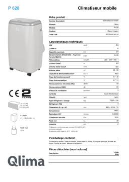 Qlima P 628 Climatiseur Product fiche