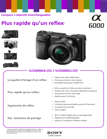 A6000 + 16-50mm + Etui + SD 8Go | Product information | Sony A6000 Gris + 16-50mm Appareil photo Hybride Product fiche | Fixfr