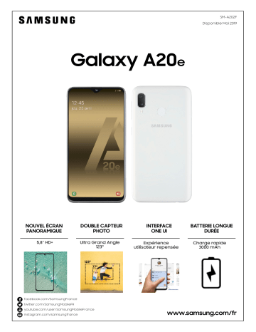 Product information | Samsung Galaxy A20E Noir Smartphone Product fiche | Fixfr