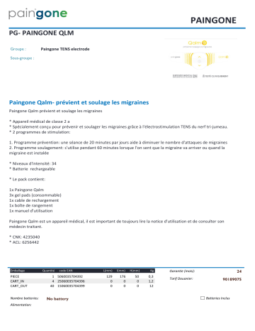 Product information | Paingone de remplacement pour Qalm Gel pads Product fiche | Fixfr