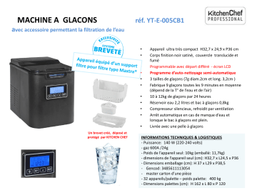 Product information | Kitchen Chef YT-E-005CB1 BLACK Machine à glaçons Product fiche | Fixfr