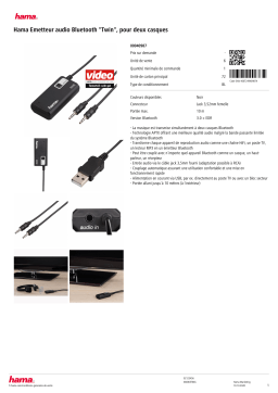 Hama audio Bluetooth pour 2 ecouteurs Adaptateur bluetooth Product fiche