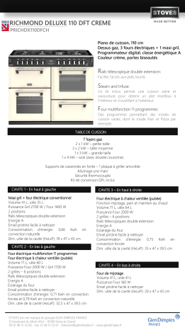 Product information | Stoves RICHMOND DELUXE 110 DFT CREME Piano de cuisson Product fiche | Fixfr