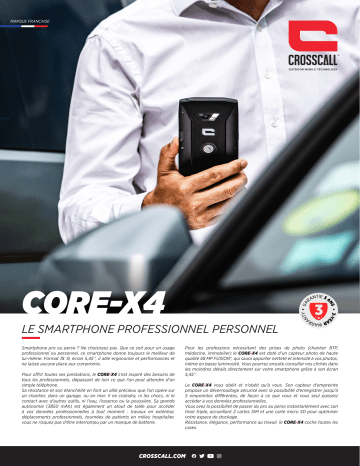 Product information | Crosscall Core X4 64Go Smartphone Product fiche | Fixfr