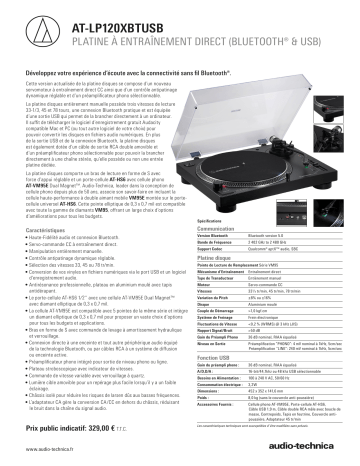 Product information | Audio Technica AT-LP120XBTUSBBK Platine vinyle Product fiche | Fixfr