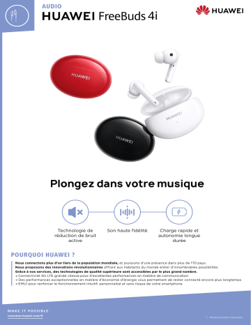 FreeBuds 4i Noir | FreeBuds 4i Rouge | Product information | Huawei FreeBuds 4i Blanc Ecouteurs Product fiche | Fixfr