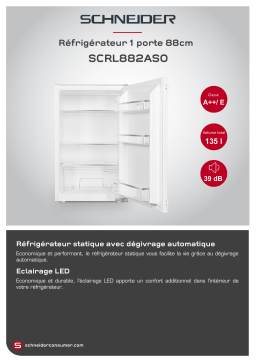 Schneider SCRL882AS0 Réfrigérateur 1 porte encastrable Product fiche