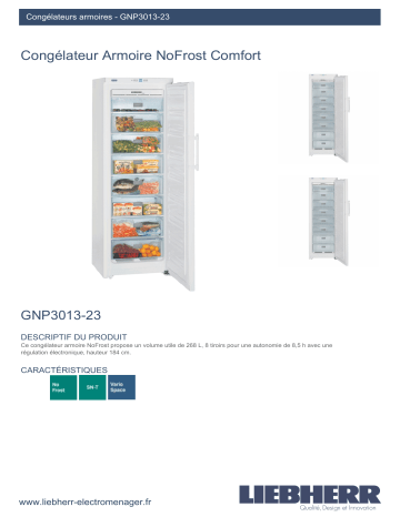 Product information | Liebherr GNP3013-23 Congélateur armoire Product fiche | Fixfr