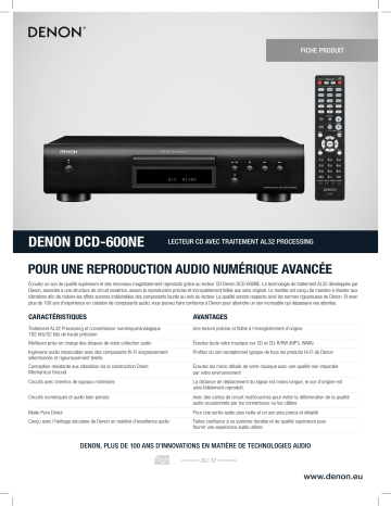 Product information | Denon DCD-600NE - Argent Platine CD Product fiche | Fixfr