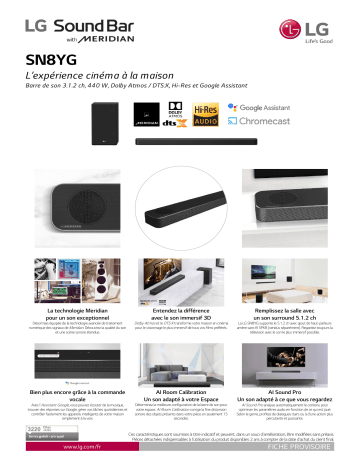Product information | LG SN8YG Barre de son Product fiche | Fixfr