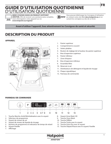 Manuel du propriétaire | Hotpoint HSIO3O23WFE Lave vaisselle tout intégrable 45 cm Owner's Manual | Fixfr