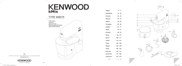 KMX760CH Kmix Chromé | KMX750AR Kmix rouge | KMX750FAW Kmix blanc | KMX760YG Kmix Gold | KMX760GD Kmix Cuivre | Manuel du propriétaire | Kenwood KMX760BC Kmix Noir Glossy Robot pâtissier Owner's Manual | Fixfr