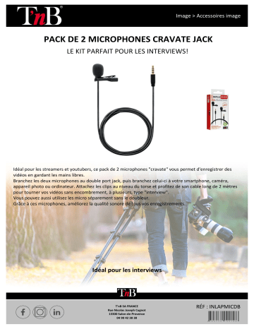 Product information | TNB INFLUENCE Pack de 2 microphones cravate Micro Product fiche | Fixfr