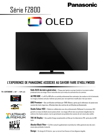 Product information | Panasonic TX-55FZ800E TV OLED Product fiche | Fixfr